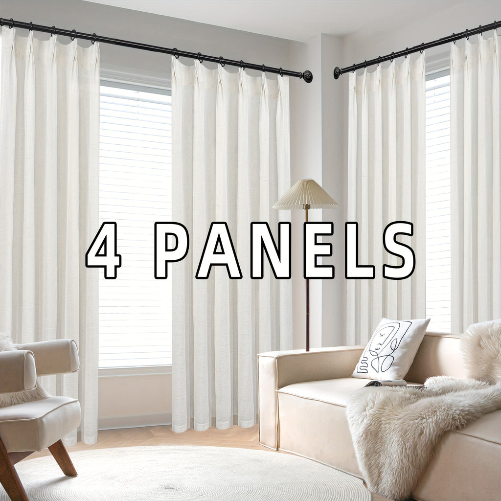 Pinch Pleated Textured Semi-Sheer Curtains – Farmhouse & Modern Rustic, Back Tab | Living Room & Bedroom | 2 Colors, 12 Sizes | Packs of 2 & 4 | Nuvia Haven