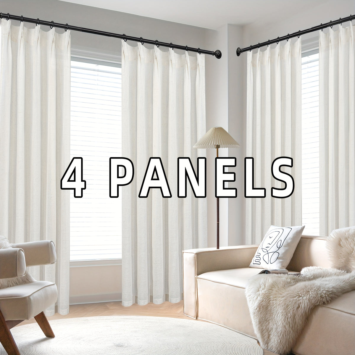 Pinch Pleated Textured Semi-Sheer Curtains – Farmhouse & Modern Rustic, Back Tab | Living Room & Bedroom | 2 Colors, 12 Sizes | Packs of 2 & 4 | Nuvia Haven