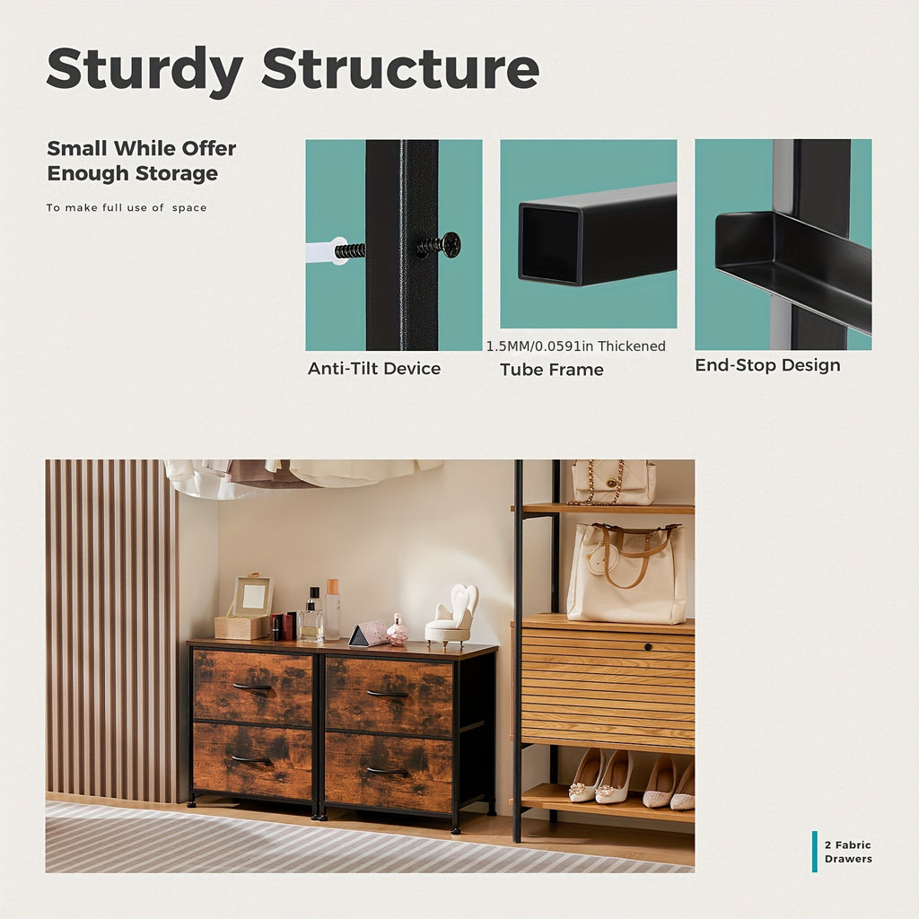 Nightstand with 2 Drawers & Removable Fabric Bins - Small Bedside Dresser for Bedroom, Dorm, Entryway & Small Spaces, 1pc or 2pcs Set, 4 Colors