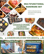 Baking Pan Set Oven-Safe Commercial Grade - Cookie Sheet Baking Sheet Round Cake Pan Muffin Pan Bread Pan Pizza Pan Square Pan - 4/6/12/23/46-Piece Kitchen Bakeware Sets, Restaurant Quality