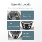Portable Solar-Powered LED Camping Fan with USB Charging – Foldable 3-in-1 Fan, Light & USB Charger for Outdoor Adventures, Camping & Desktop Use