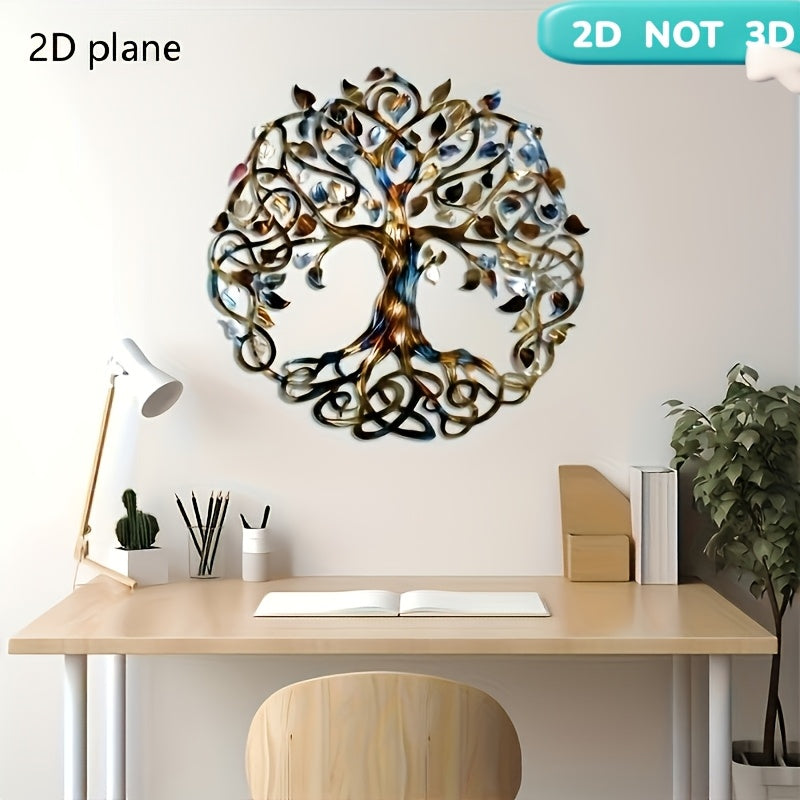 Tree of Life Metal Wall Sculpture – Colorful Multicolor Branches Wall Hanging Art for Indoor & Outdoor Farmhouse, Living Room & Garden Decor