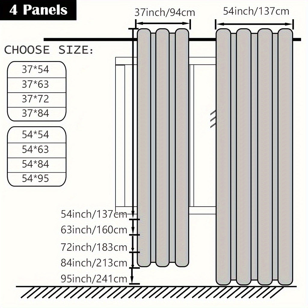 Complete Blackout Curtains 4-Panel Set – Black-Coated Film Thermal Insulated Grommet Top Curtains for Bedroom | Total Light Blocking Window Panels