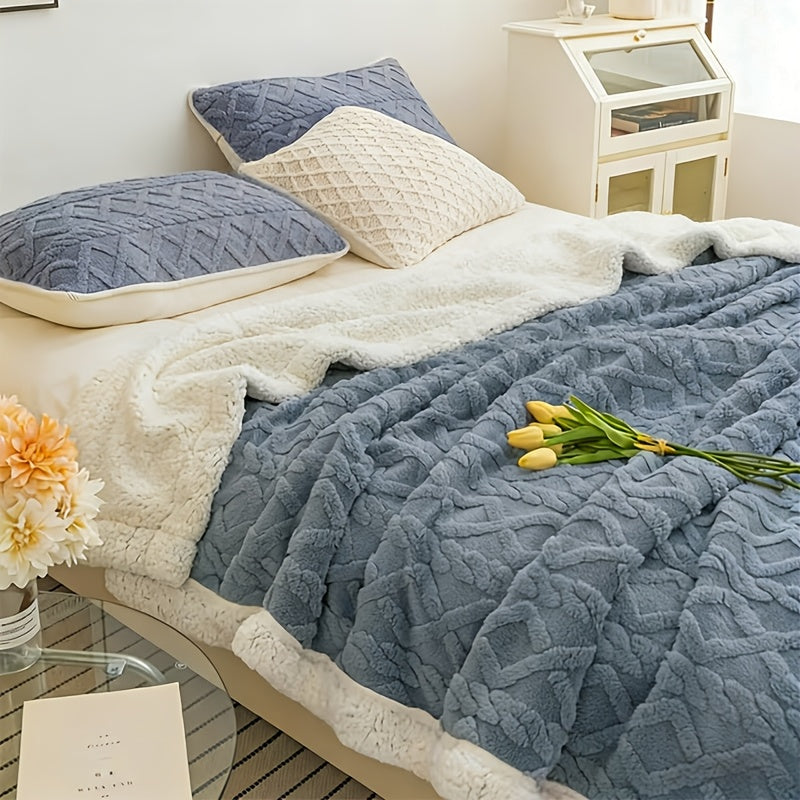 Heavyweight Plush Bedspread Ultra Soft Cozy Bed Cover Machine Washable Decorative Throw for Master Bedroom - 4 Sizes 5 Colors White Light Grey Light Blue Dark Gray Sea Blue