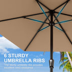 9 FT Patio Market Umbrella with Easy Crank, UV Protection & 6 Sturdy Ribs – Outdoor Table Umbrella for Deck, Backyard & Pool, 10 Colors (Beige, Gray, Green, Navy, Blue, Red, Pink, Yellow)