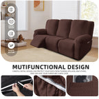 3-Seater Recliner Cover - Plush High Stretch Wear-Resistant Machine Washable Easy Clean Sofa Protector for Living Room and Bedroom