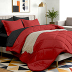 Bed in a Bag 7-Piece Double-Sided Checked Comforter Set – Ultra Soft Fluffy All Season Bedding with Flat Sheet Fitted Sheet Pillowcases Shams, Twin XL Full Queen King