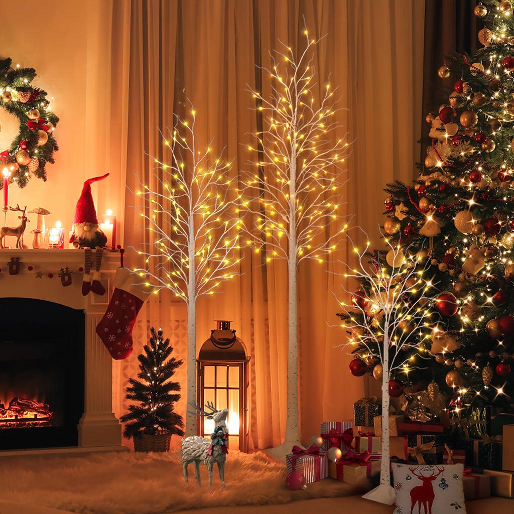 Lighted Birch Tree Warm White Fairy Lights 4ft 5ft 6ft 8ft Tall Artificial Prelit Tree Plug In Clear Lights Sturdy Base for Indoor Outdoor Christmas Wedding Easter Home Decor