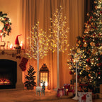 Lighted Birch Tree Warm White Fairy Lights 4ft 5ft 6ft 8ft Tall Artificial Prelit Tree Plug In Clear Lights Sturdy Base for Indoor Outdoor Christmas Wedding Easter Home Decor