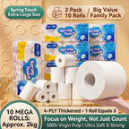 4-Ply Ultra-Soft Toilet Paper Bulk Rolls - Virgin Wood Pulp, Thick & Strong, No Flakes, Gentle on Skin, 10 / 20 / 30 Roll Packs for Home, Office & Hotel Bathrooms