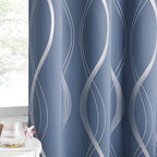 Blackout Curtains 2 Panels Set Grommet Top Thermal Insulated – Noise Reducing Wave Foil Print Drapes Bedroom Living Room Patio Sliding Door