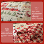 Christmas Quilt Set Queen King 3 Piece – Rustic Lodge Deer Snowman Snowflake Holiday Bedding Ensemble, Quilted Bedspread Coverlet with Pillow Shams, Machine Washable Lightweight Comforter