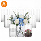 Glass Cylinder Vases Bulk 12 or 24pcs Wedding Centerpieces & Flower Vases 6x3.4in – Clear Floral Vase Set for Banquet, Party, Festival, Restaurant & Home Table Decor