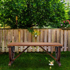 Rustic Hardwood Garden Bench 2-Person Wagon Wheel Design – Heavy-Duty Wide Seat & Curved Backrest Outdoor Patio Bench for Porch & Backyard