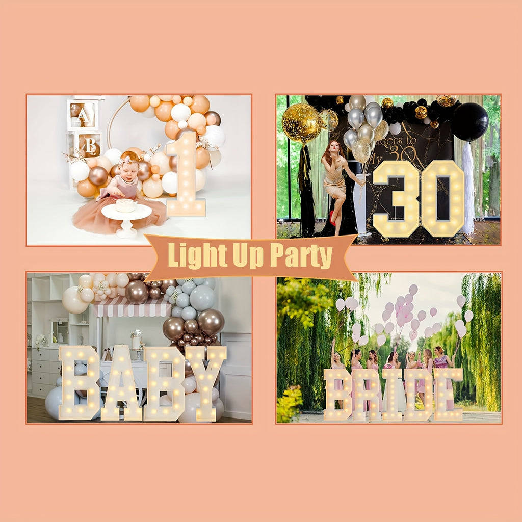 3Ft Warm White Glowing Party Number Sign 36 Inch 3D KT Board Light Up Numbers for Birthday Anniversary Wedding Decorations Easy Snap Assembly