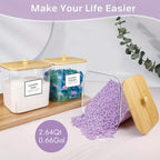 Laundry Storage Containers 4 Pack with Wooden Lids & Labels – Large Clear Rectangular Organizer Bins for Detergent Pods, Scent Boosters & Laundry Powder, Durable Plastic Laundry Room Organization