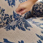 High-Stretch Print Sofa Cover with Non-Slip Fixed Rod All-Season Snug-Fit Couch Slipcover – Stable, Beautiful & Practical Furniture Protector for Living Room, Skirt Style Design