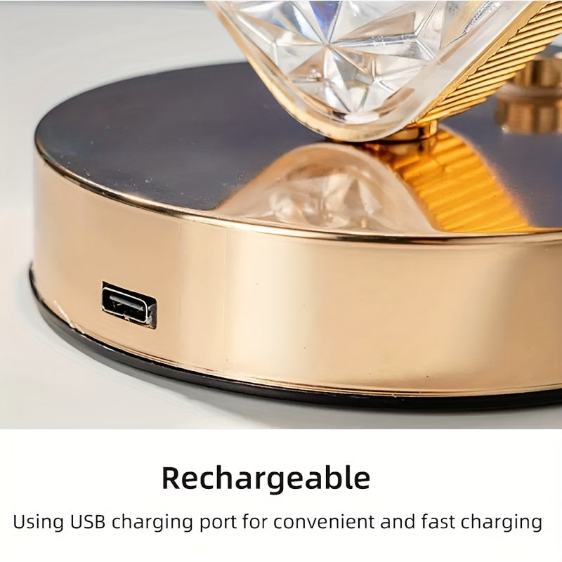 Crystal Touch Table Lamp Moon or Star Shape, Rechargeable Dimmable Bedside Lamp with 3 Color Modes, Aesthetic Bedroom Night Light for Living Room, Christmas & Holiday Decoration Gift