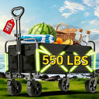 Heavy Duty Folding Utility Cart Wagon with All-Terrain Wheels, 680LBS Capacity Outdoor Camping Garden Shopping Yard Beach Sports Equipment Collapsible Wagon