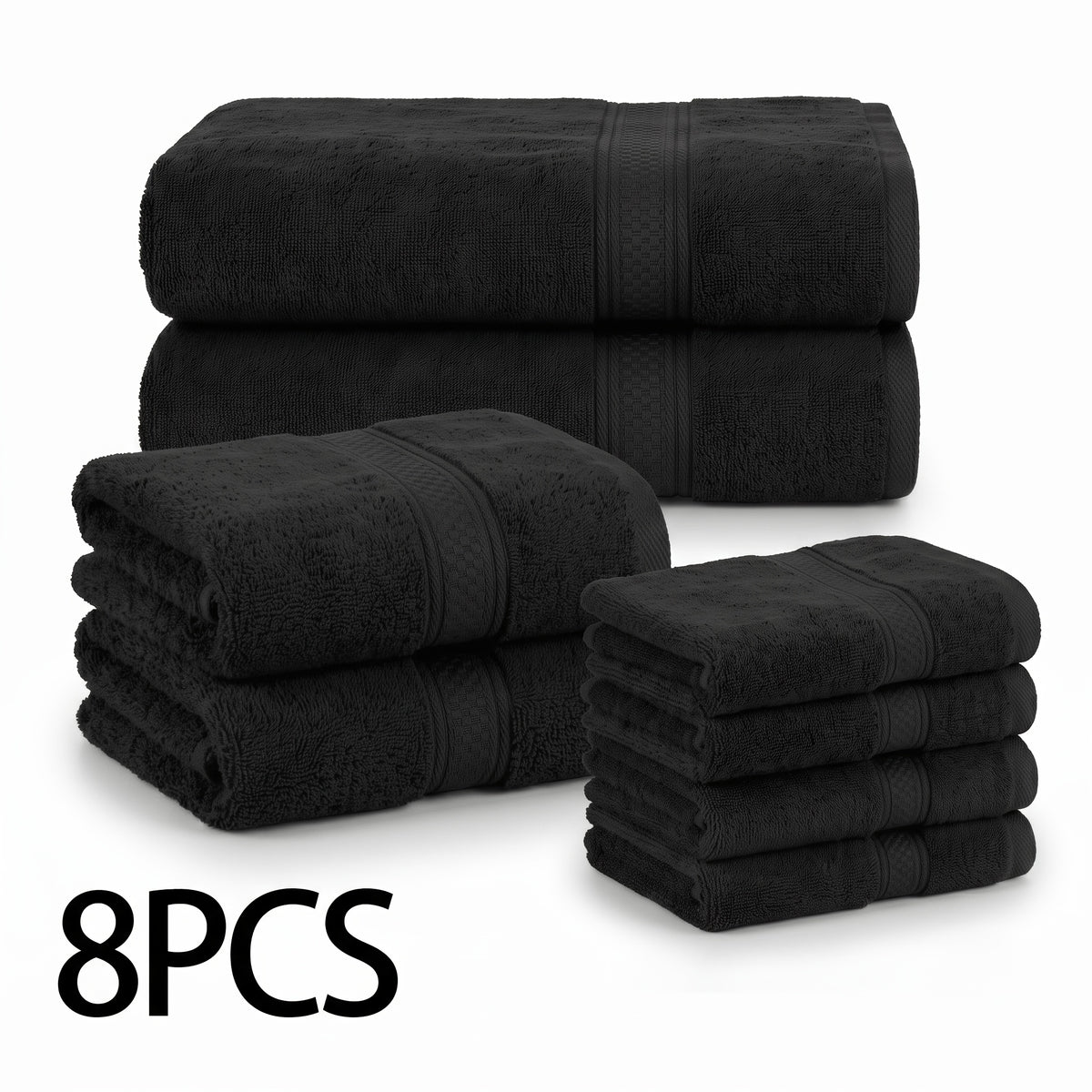 Bath Towel Set 8 or 16 Pcs – Soft Absorbent Quick-Dry Thick Towels with Bath Towels, Hand Towels & Washcloths for Family Hotel Travel, 10 Color Options