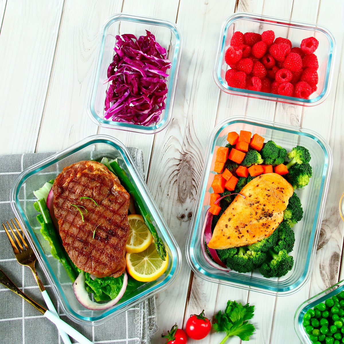 12-Pack Glass Food Storage Containers with Airtight Lids – Meal Prep Containers, Dishwasher Safe, BPA Free, Mother's Day & Holiday Gift Set