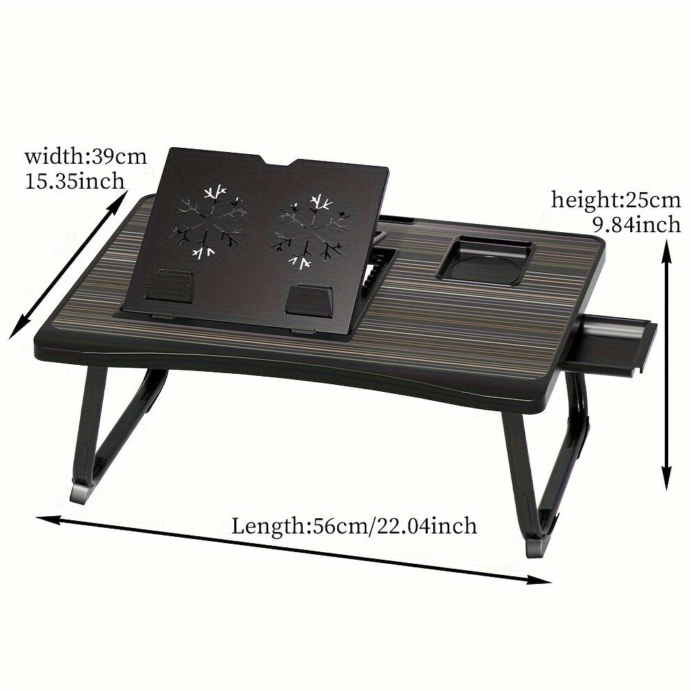 Portable Foldable Laptop Bed Table – Lap Desk with Cup Holder, Tablet & Card Slot, USB Option, for Bed Sofa Floor, Eating Reading Writing, 11 Styles