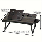 Portable Foldable Laptop Bed Table – Lap Desk with Cup Holder, Tablet & Card Slot, USB Option, for Bed Sofa Floor, Eating Reading Writing, 11 Styles