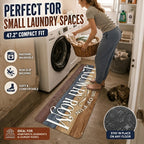 Laundry Room Runner Rug Non-Slip Washable Farmhouse Retro Floor Mat for Kitchen Bathroom Hallway Multiple Sizes and Colors Blue Brown Red Home Decor Accent Rug
