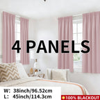 Blackout Curtains Rod Pocket 4-Panel Solid Color Lightweight Matte Drapes | 100% Light Blocking Window Curtains for Bedroom Living Room, 9 Colors 5 Sizes