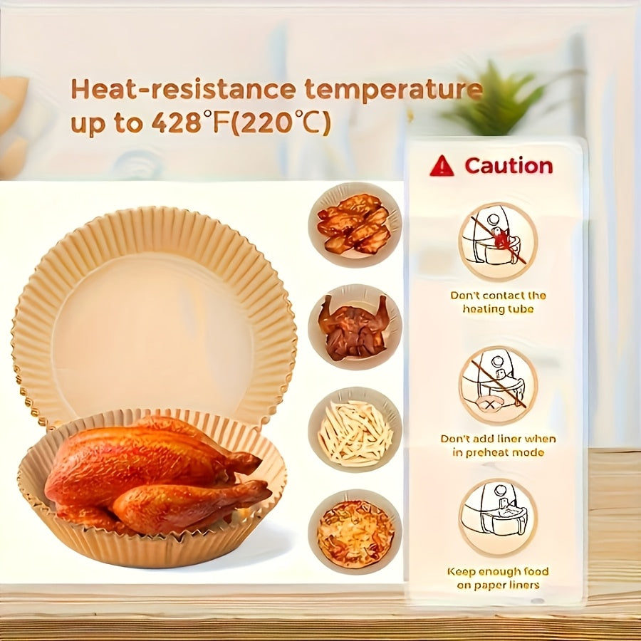 Air Fryer Liners 300pcs Round 7.9-Inch Unbleached Parchment Paper – Oil-Resistant Nonstick Baking Paper for Air Fryer, Oven, Grilling & Microwave