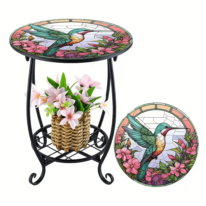13.5 Inch Round Side Table Indoor Outdoor – Space-Saving Modern Accent Table for Patio Balcony Living Room Sofa Garden