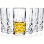 Highball Drinking Glasses Set of 6 – 14oz Crystal Clear Soda-Lime Glass Tumblers for Water Juice Beer Cocktails Tom Collins Bar Glassware