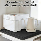 Adjustable Metal Pull-Out Rack Organizer for Microwave - Countertop Shelf for Air Fryer, Oven and Rice Cooker with Hanging Shelf and Drawer Storage - Space-Saving Coffee Station Kitchen Appliance Stand