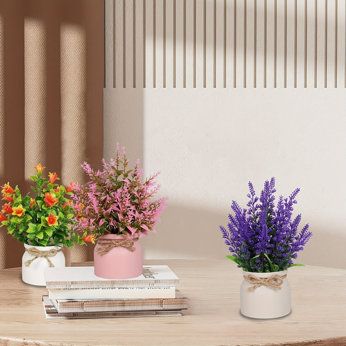 Artificial Potted Plants Set of 6 - Mini Fake House Plants with Pots and Realistic Faux Greenery - Low-Maintenance Plastic Plants for Office Desk, Shelf, Tabletop, Doorway and Year-Round Home Decor