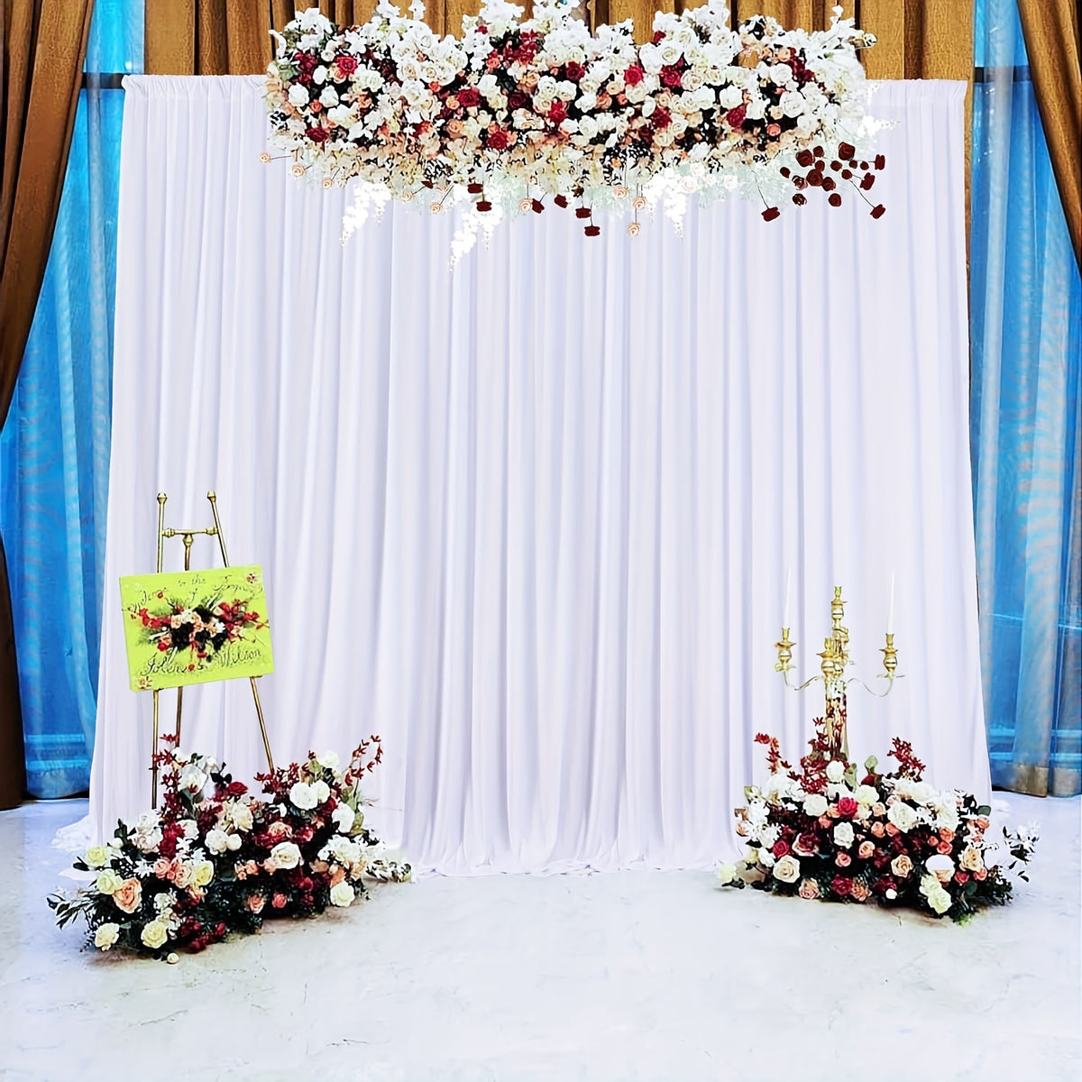 Wrinkle-Free White Backdrop Curtains Polyester, Wedding Party Photo Backdrop Drapes Rod Pocket, Single Panel or Sets of 6 8 12 Pieces