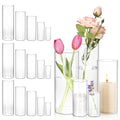 Glass Cylinder Vases Set 15/20/25/30pcs 5 Sizes – Transparent Hurricane Flower Vases for Wedding, Home, Party & Office Decor