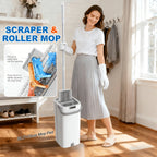 Rotating Flat Mop and Bucket Set with 6 Replaceable Microfiber Pads, Hands-Free Wringing Flexible Spin Mop for Wet Dry Floor Cleaning, Household Cleaning Tools for Hardwood Tile Laminate