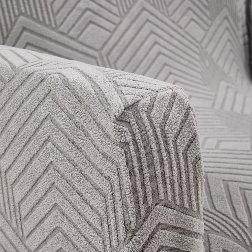 Jacquard Fleece Sofa Slipcover Ruffle Skirt High Stretch Full Coverage Non-Slip Machine Washable Pet-Friendly Couch Cover Single 2 4 Seater Living Room Bedroom Office Grey