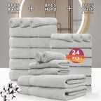 100% Cotton Bath Towel Set 12 & 24 Piece – 450 GSM Soft Absorbent Towels with Bath Towels, Hand Towels & Washcloths | Spa Quality for Home, Travel & Gifts