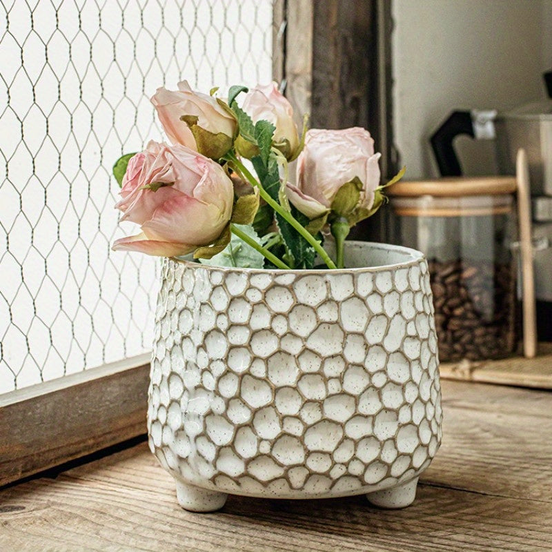 Pine Cone Ceramic Kitchen Tool Holder – Three-Legged Utensil Crock & Decorative Storage Jar for Countertop, Desk & Home Organizer | Personalized Ornament Jar