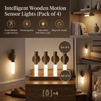 Motion Sensor Night Light 4 Pack Rechargeable Magnetic LED Wall Light for Bedroom Hallway Stairs Closet Picture Lighting