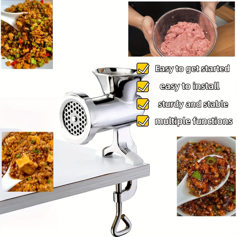 Manual Meat Grinder with Table Clamp – Heavy-Duty Stainless Steel Hand Crank Food Processor for Grinding Meat, Vegetables & Spices – No Electricity Required, Easy to Clean Kitchen Tool