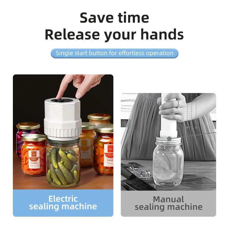 Electric Mason Jar Sealer One-Touch – Wide & Narrow Mouth Compatible, Heavy-Duty Vacuum Seal for Food Preservation | Black & White | Nuvia Haven