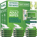 Adult Body Wipes Extra Large 8x13 Inch 720 Count 12 Packs Soft Cucumber Scent Disposable Bathing Wipes Aloe Vera Vitamin E for Elderly Seniors Incontinence Care
