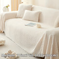 Plush Thickened Non-Slip Sofa Cover & Throw Blanket, Pet-Friendly Sofa Cushion Protector for Living Room, Bedroom & Office, 4 Sizes from 71x71 to 71x134 Inch, White Khaki Grey