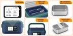 Cordless Electric Heating Lunch Box 1.5L/50.72oz - 304 Stainless Steel, 24000mAh Rechargeable Battery, Adjustable Temp & Timer, Office Picnic Car Travel, Fork Spoon Divider Included, Black White Yellow Blue