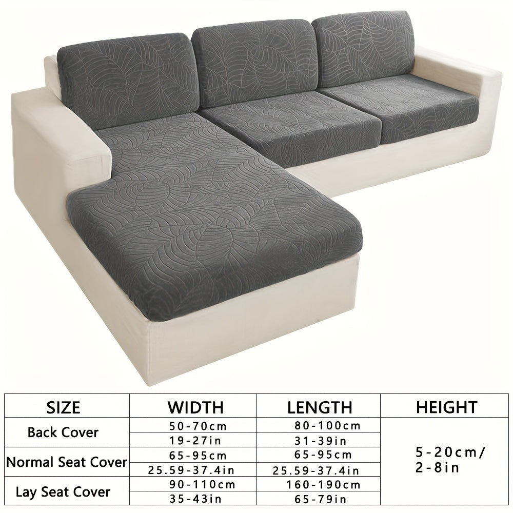 Leaf Jacquard Sofa Cover Set of 6 – High Elasticity Concubine-Style Sofa Cushion Cover with Elastic Band, Easy Install Removable Washable Furniture Protective Cover, Valentine's Day Home Decor