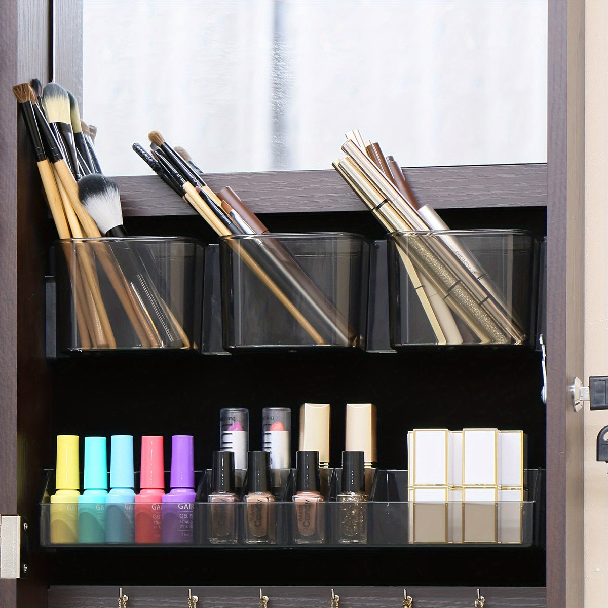 Full Length Mirror Jewelry Armoire Cabinet 2-in-1 Lockable Over-the-Door Organizer with Jewelry Storage for Makeup Accessories – Hanging Mirror with Baskets Bins Hooks for Bedroom