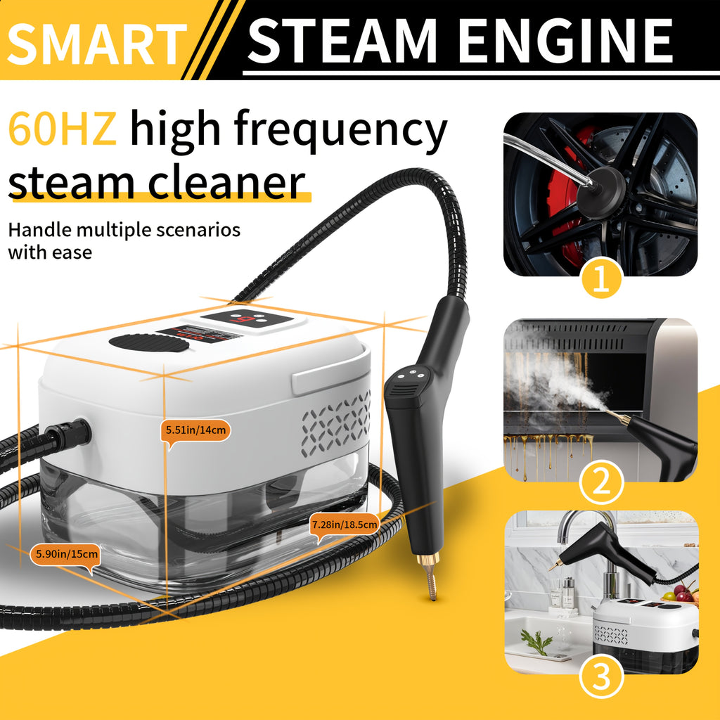 Handheld High Pressure Steam Cleaner High Temperature Portable Steam Mop LCD Display Gear Control 40oz Tank for Kitchen Carpet Sofa Upholstery