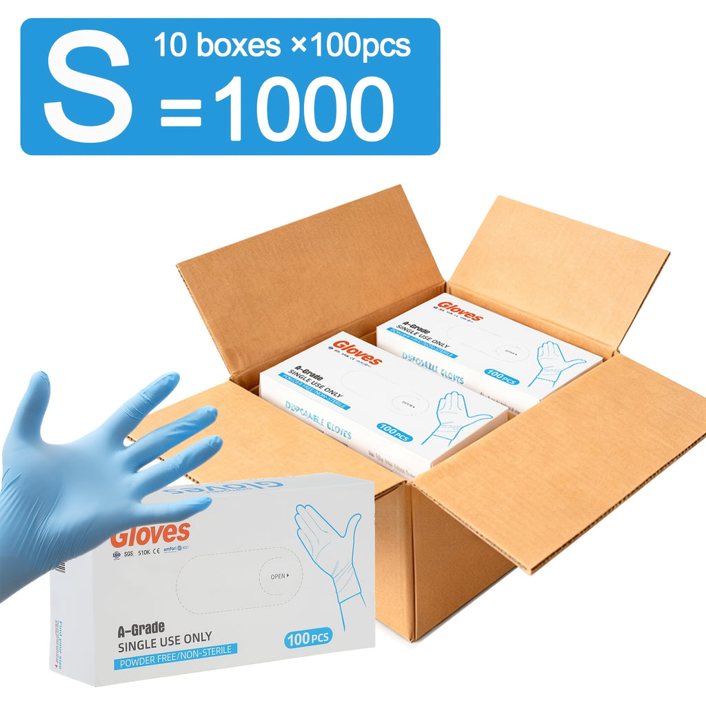 5 Mil Blue Nitrile Disposable Gloves Bulk Pack – 100 to 1000pcs, Waterproof & Anti-Slip, Powder-Free Latex-Free, S/M/L Sizes for Cooking, Cleaning, Food Prep & Pet Care, Non-Sterile